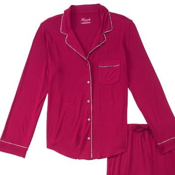 VS XS Regular 30" Inseam Modal PJ Set Red with Leopard Piping NWT - Picture 11 of 16